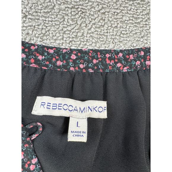 Rebecca Minkof Dress Ditsy Floral Tiered Maxi Prairie Cottagecore Black Sz Large - Picture 5 of 11